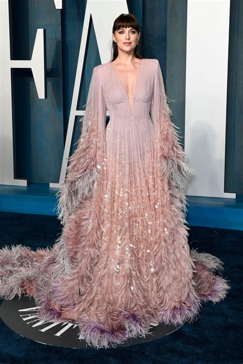 dakota johnson pink gucci dress|dakota johnson feathered dress.